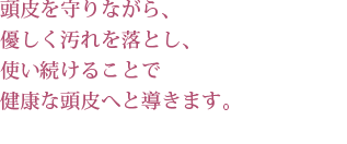 頭皮を守りながら、優しく汚れを落とし、使い続けることで健康な頭皮へと導きます。